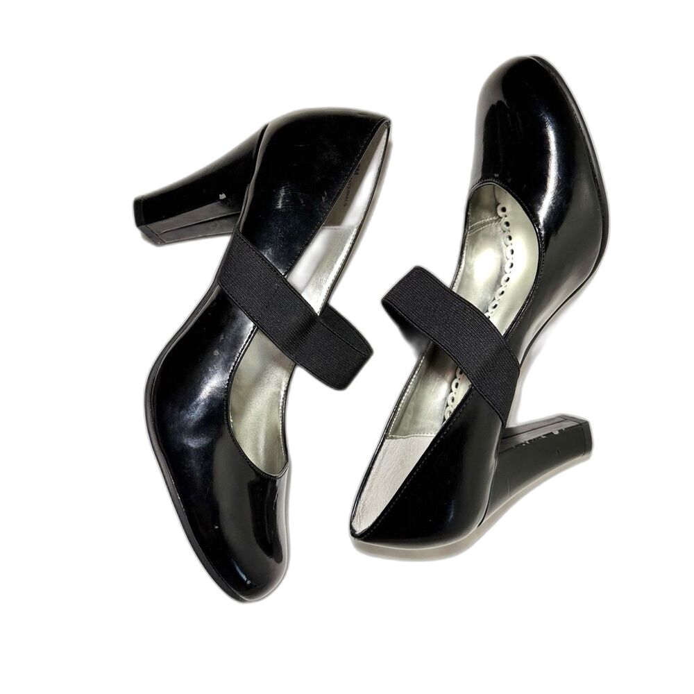 Rampage Black Mary Jane Pump Heels Round Toe Strap Block Heel Women’s 8M